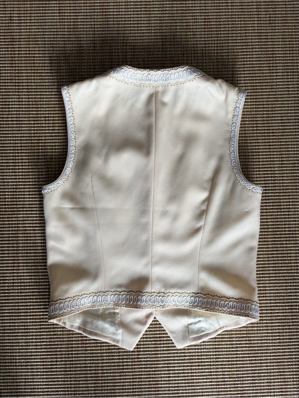 Vintage Escada Embroidered Button Front Sleeveless Vest Top Cream White - Picture 4 of 6